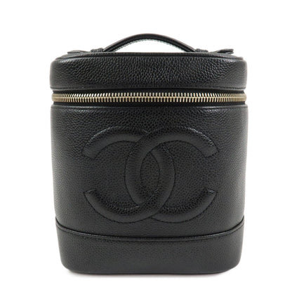 CHANEL COCO Mark Caviaskin Vanity Bag Makeup Bag Hand Bag A01998