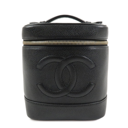 CHANEL COCO Mark Caviaskin Vanity Bag Makeup Bag Hand Bag A01998