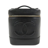 CHANEL COCO Mark Caviaskin Vanity Bag Makeup Bag Hand Bag A01998