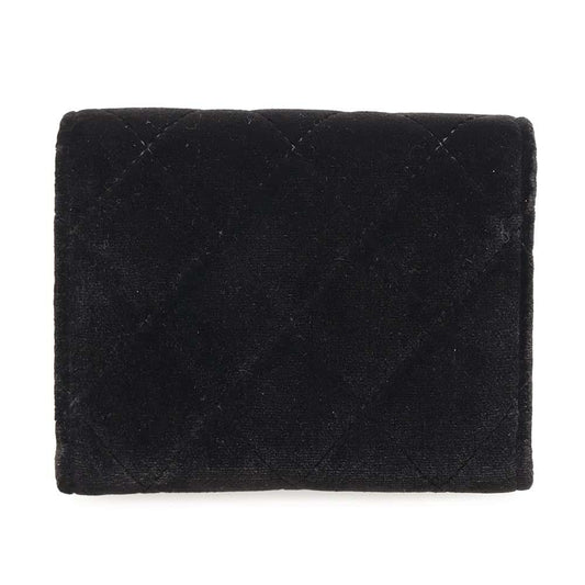 CHANEL Matelasse Coin purse Black Velour/Rhinestone