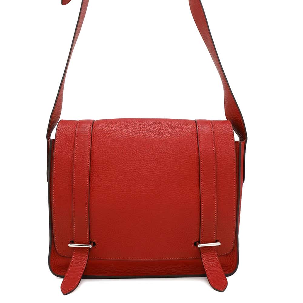 HERMES Steve Caporal Rouge Casaque Taurillon Clemence Size 27