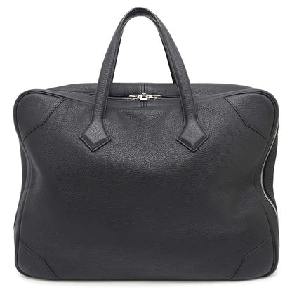 HERMES Victoria Travel Bag Black Taurillon Clemence Size 50