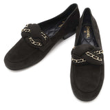 CHANEL CC Logo Chain Loafers BlackG32955 suede Size 37