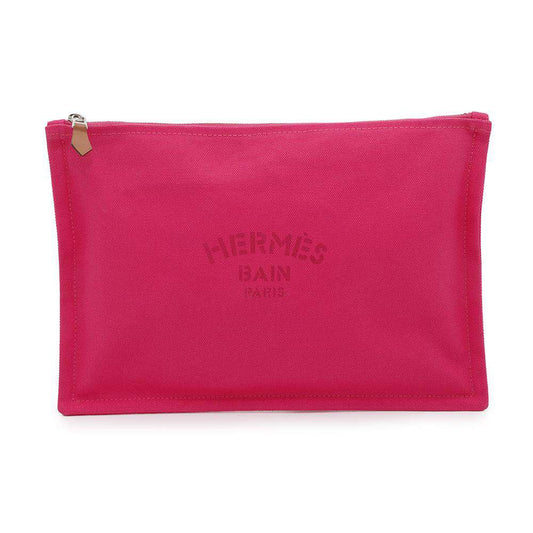 HERMES Flat Pouch Yachting Pink Cotton Size GM