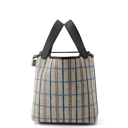 HERMES Picotin Lock Black/Ecru/Fauve/Blue Zanzibar Swift Leather Toile H Size PM