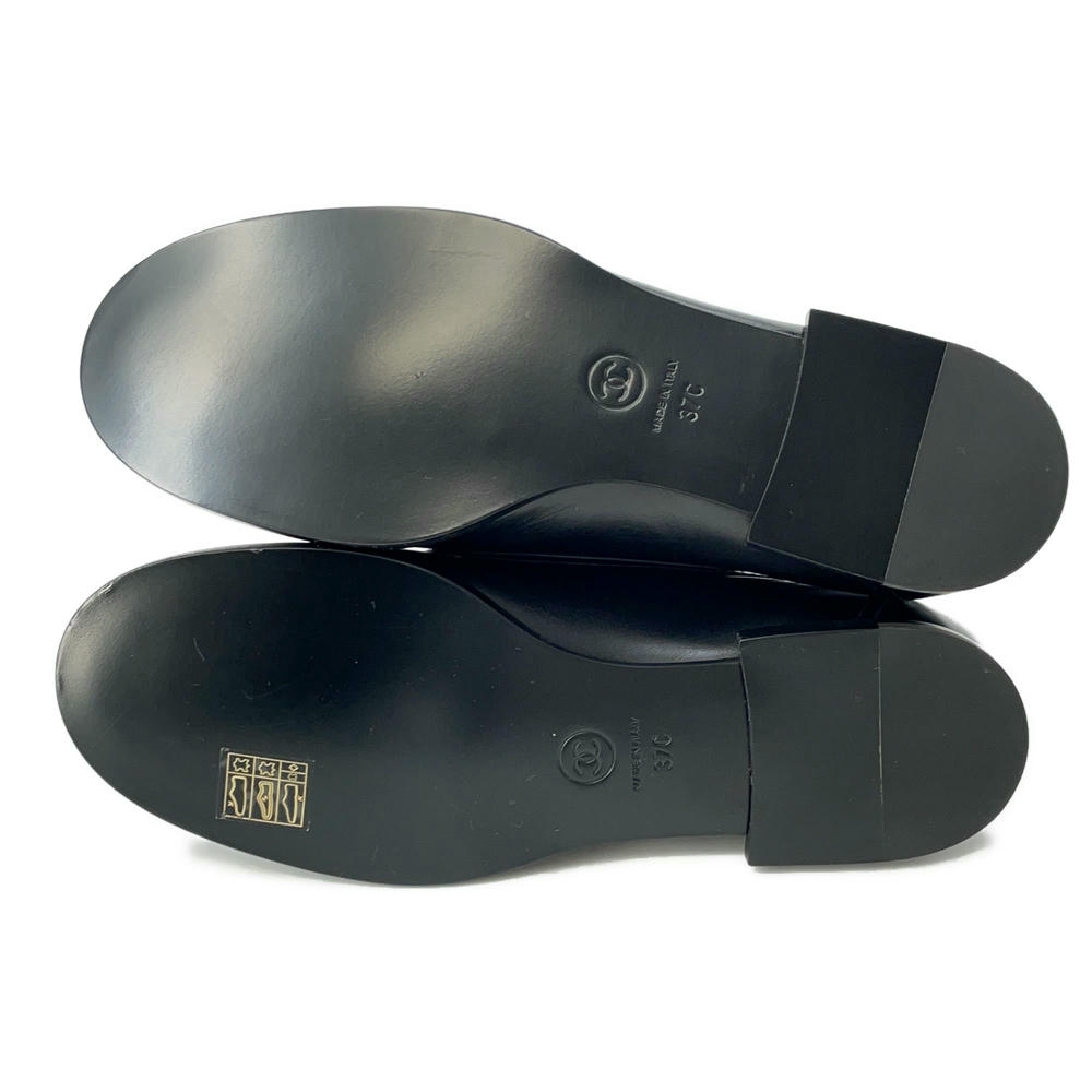 CHANEL CC logo loafers BlackG45173 Leather Size 37C