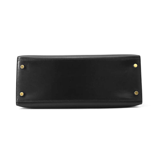 HERMES Kelly Black Box Calf Leather Size 28