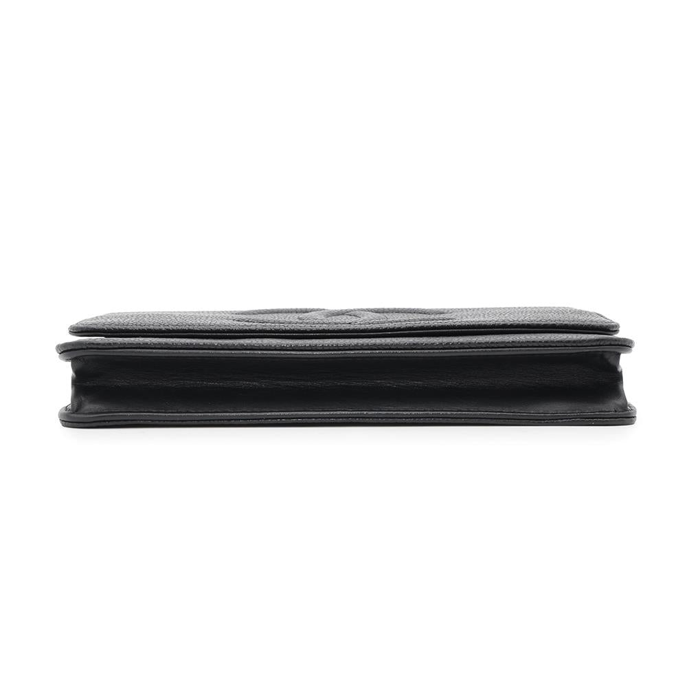 CHANEL CC Logo Chain Wallet BlackA48654 Caviar Leather