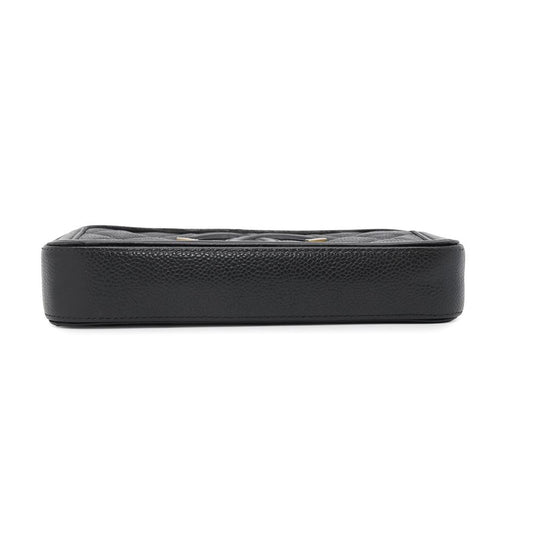 CHANEL CCFiligree Chain Wallet BlackA84450 Caviar Leather