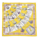 HERMES Scarf Carre Cliquetis Cliquetis Size 90 Jaune/Mauve/Multi Silk 100%