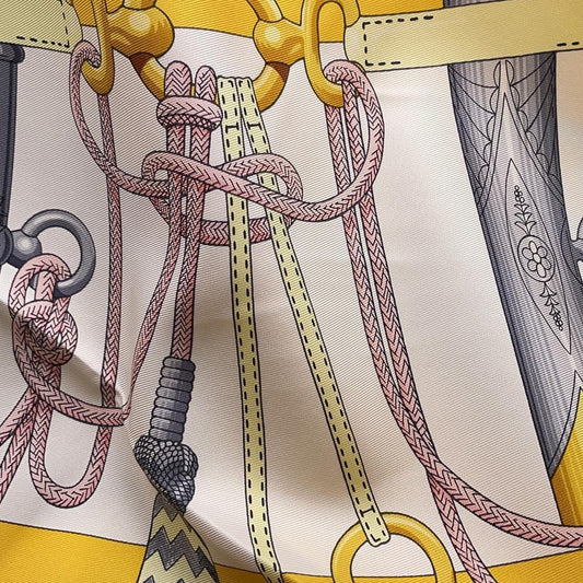 HERMES Scarf Carre Cliquetis Cliquetis Size 90 Jaune/Mauve/Multi Silk 100%