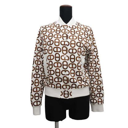 HERMES Chaine d'Ancre Blouson Size 34 White/Marron Halzan Cotton100%