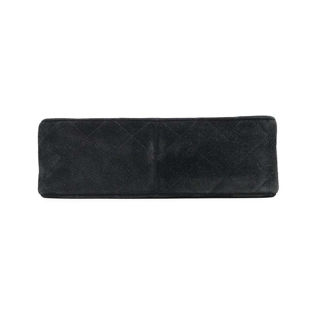 CHANEL Matelasse Single Flap ChainShoulder Bag Black suede Size 20