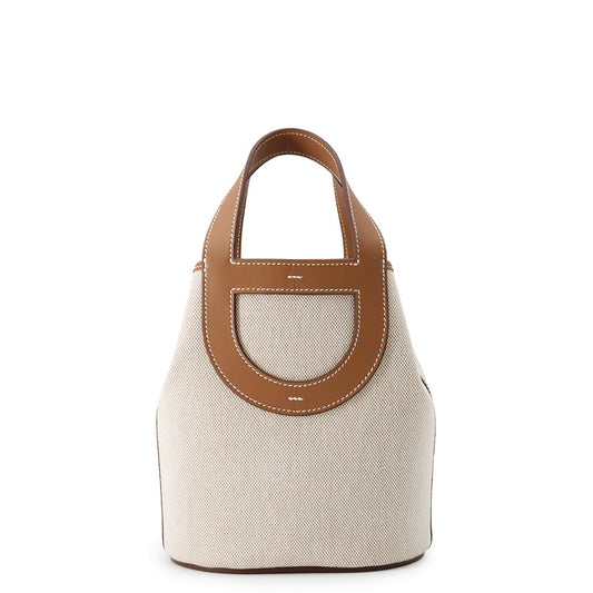 HERMES in-the-loop Tote Bag Ecru/Gold Toile H Swift Leather Size 18