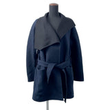 HERMES Blanket Coat Size 36 Navy/Black Cashmere100%