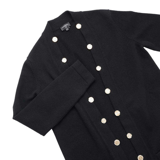 CHANEL Long Knit Cardigan Size 36 BlackP72463 Cashmere100%
