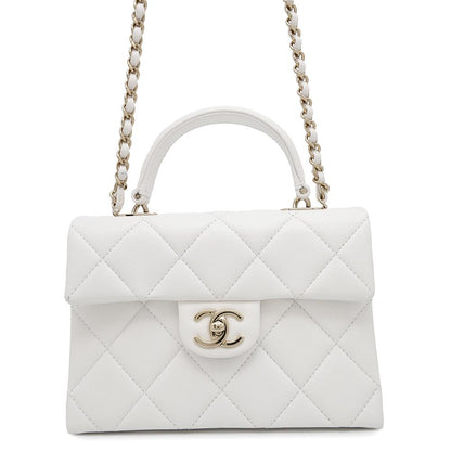 CHANEL Matelasse 2way top handle WhiteAS4711 Caviar Leather