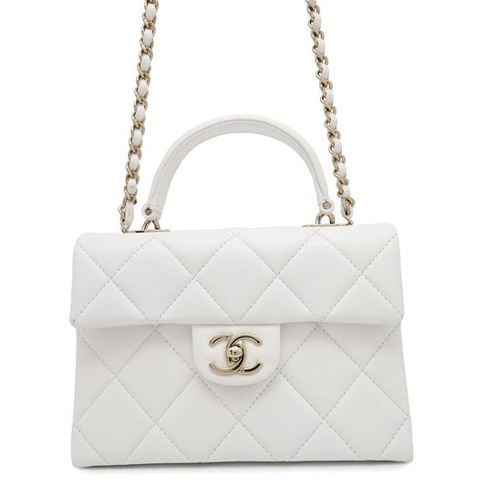 CHANEL Matelasse 2way top handle WhiteAS4711 Caviar Leather