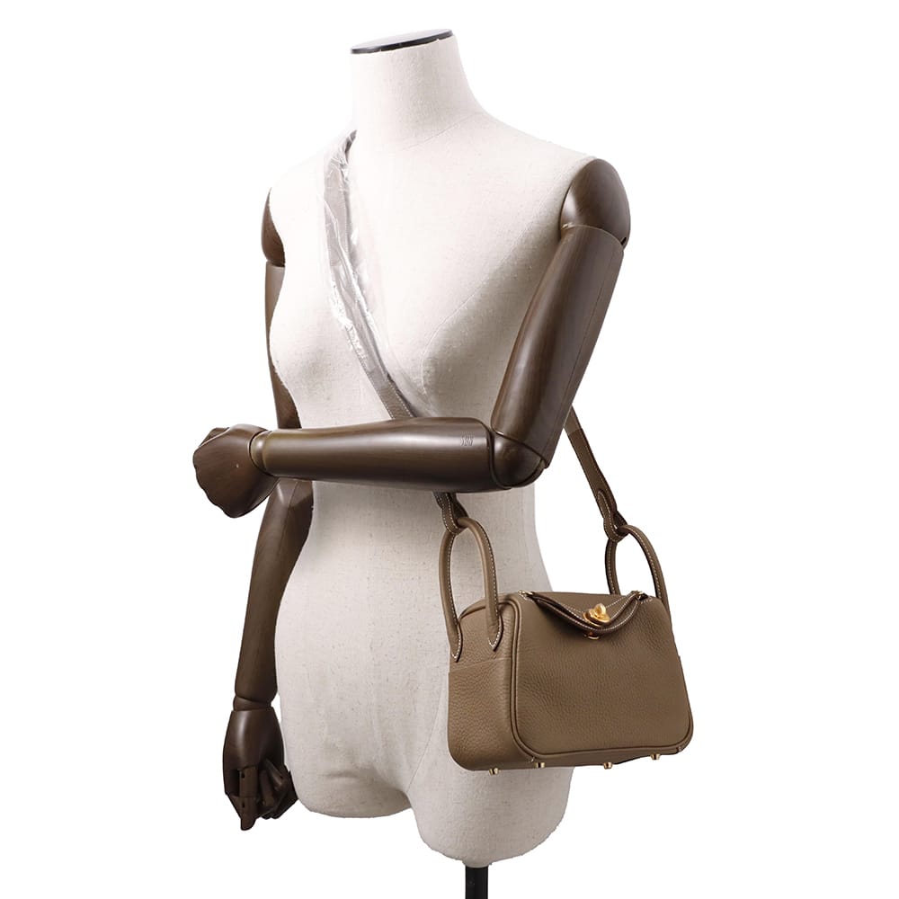 HERMES Lindy Etoupe Taurillon Clemence Size Mini