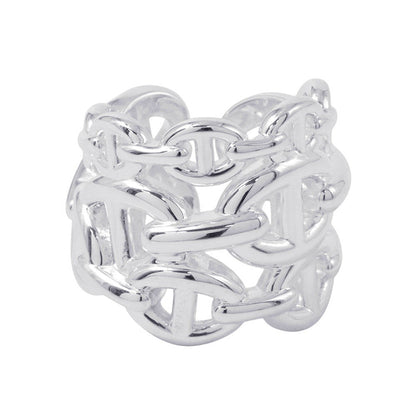 HERMES Chaine d'Ancre Ring Size GM/48/#8 SV925