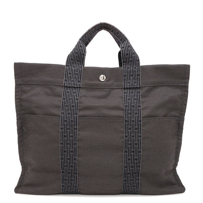 HERMES Her Line Tote Gray Nylon Canvas Size MM