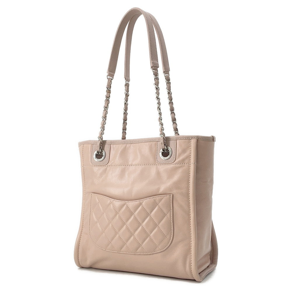 CHANEL Deauville ChainTote Bag Pink Leather Caviar Leather Size PM