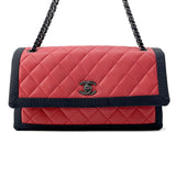CHANEL Matelasse ChainShoulder Bag Red/Black Lambskin