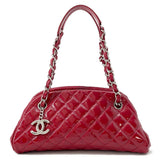 CHANEL Mademoiselle ChainBowling Bag Red Patent Leather