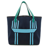 HERMES Pur Sangle Tote Bag Marine/Vert Vertigo Toile Military Taurillon Clemence Sangle Woolie