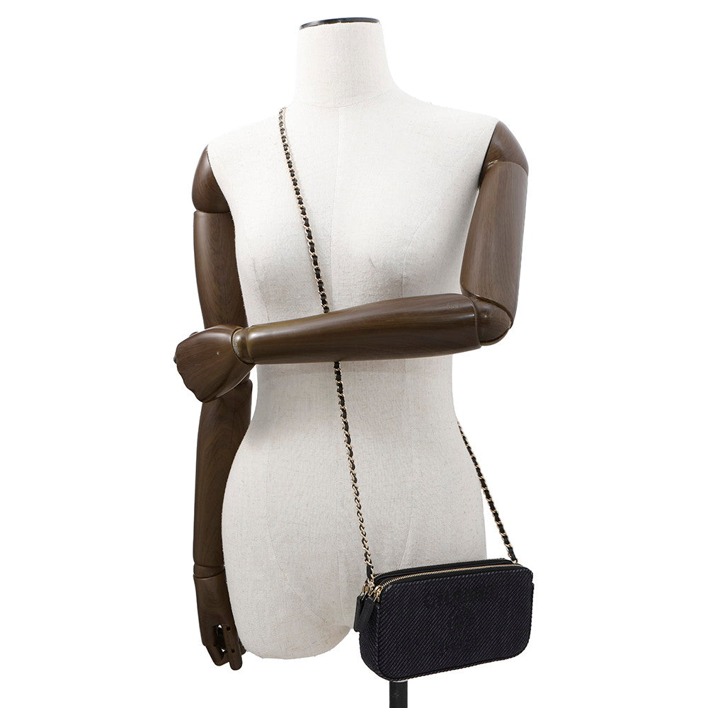 CHANEL Deauville Chain Wallet BlackA81978 Canvas