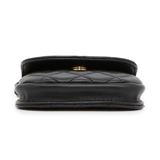 CHANEL Matelasse Ball Chain Mini Pouch Black Lambskin