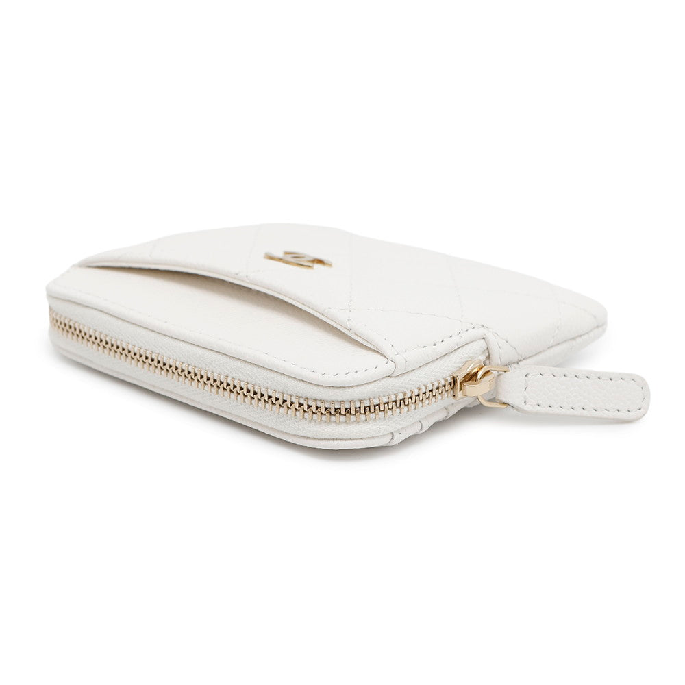 CHANEL Classic Zip Fragment Case WhiteAP2061 Caviar Leather