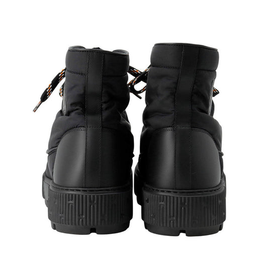 HERMES fresh ankle boots Black Nylon Leather Rubber Size 42