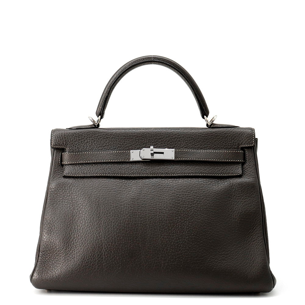 HERMES Kelly Retourne Graphite Togo Leather Size 32