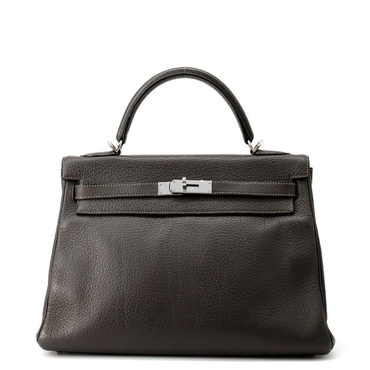 HERMES Kelly Retourne Graphite Togo Leather Size 32