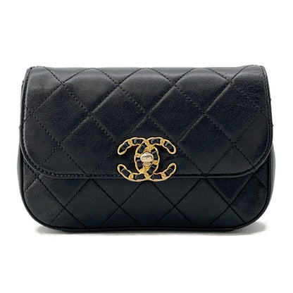 CHANEL CHANEL19 Matelasse Waist Bag Black Leather
