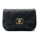 CHANEL CHANEL19 Matelasse Waist Bag Black Leather