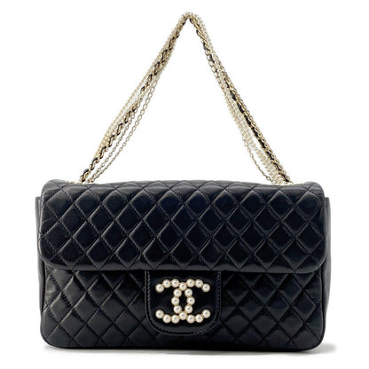 CHANEL Matelasse PearlCC Logo 4-chain ChainShoulder Bag BlackA39011 Lambskin