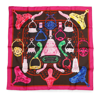 HERMES Carre Stirrup・Remix Etriers Remix Size 90 Fuchsia/Marron/Multicolor Silk 100%