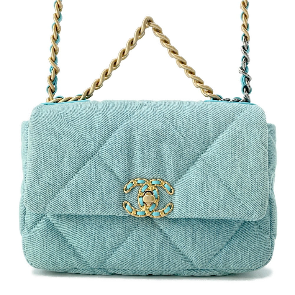CHANEL CHANEL19 ChainShoulder Bag Turquise BlueAS1160 Denim