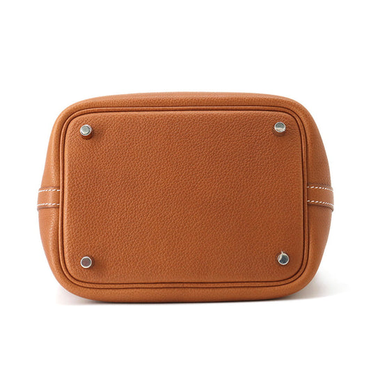 HERMES Picotin Lock Fauve Barenia Leather Fauve Size PM