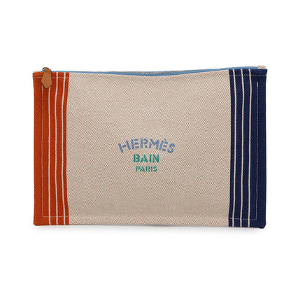 HERMES Neoban Mayon Maran Marine/Brique/Aqua Cotton100% Size GM
