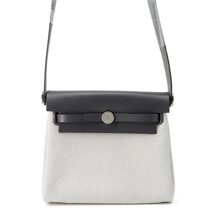 HERMES Herbag zip Ardoise/Ecru Toile H Vache Hunter Leather Size Mini