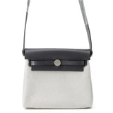 HERMES Herbag zip Ardoise/Ecru Toile H Vache Hunter Leather Size Mini