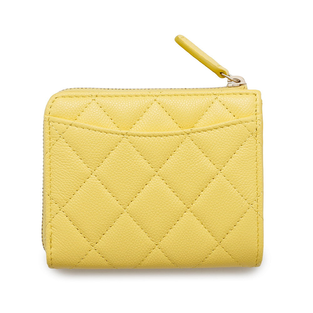 CHANEL Matelasse L-shaped zipper compact wallet YellowAP3999 Caviar Leather