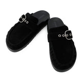 HERMES Sandals Key Black Veroa Size 37