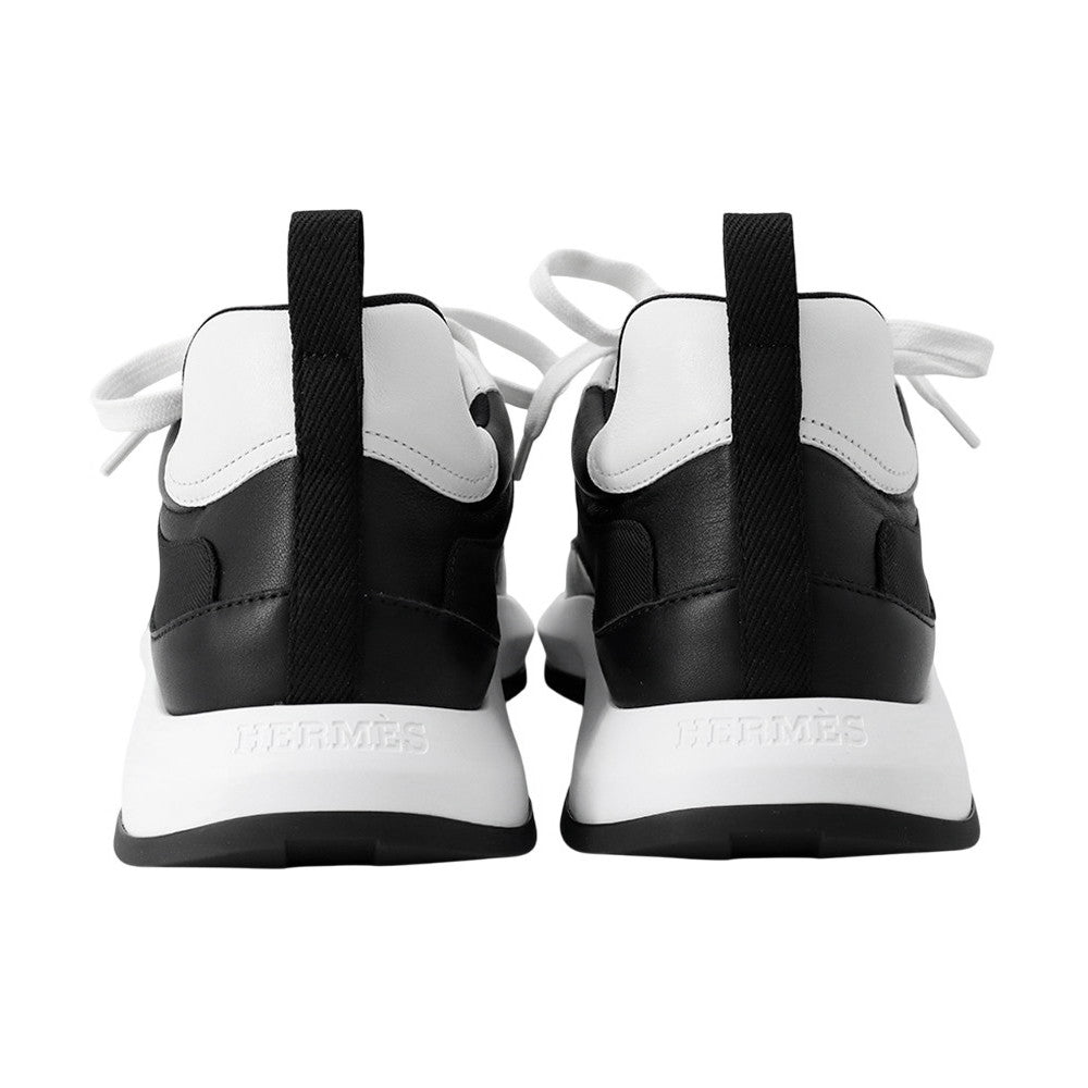 HERMES Sneakers《Gram》 Black/White Technical Fabric Calf Leather Size 41