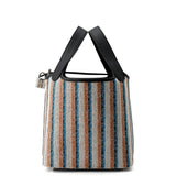 HERMES Picotin Lock Blanket Black /Ecru/Fauve/Blue Zanzibar Toile H Swift Leather Size PM