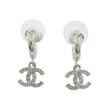 CHANEL CC Logo Heart Earrings SilverABF778 Metal Rhinestone