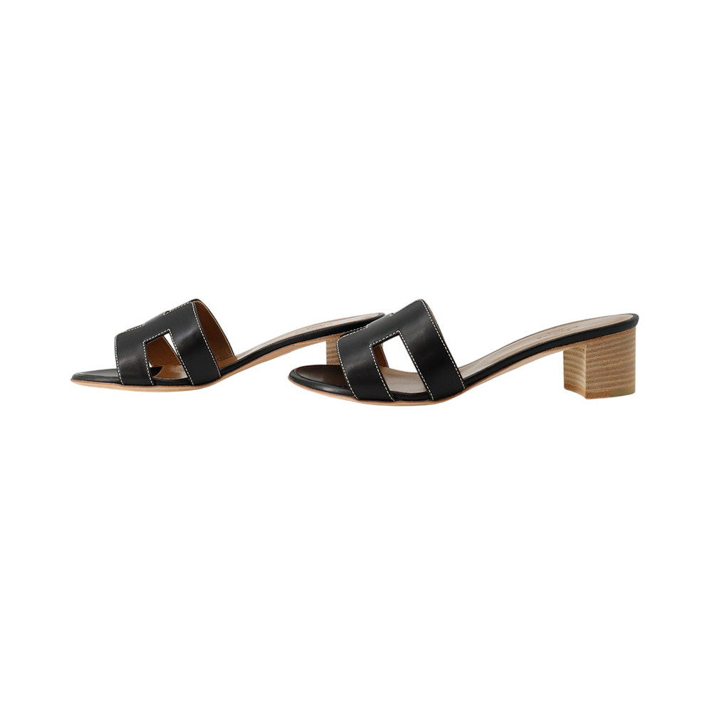 HERMES Oasis Black Leather Size 37
